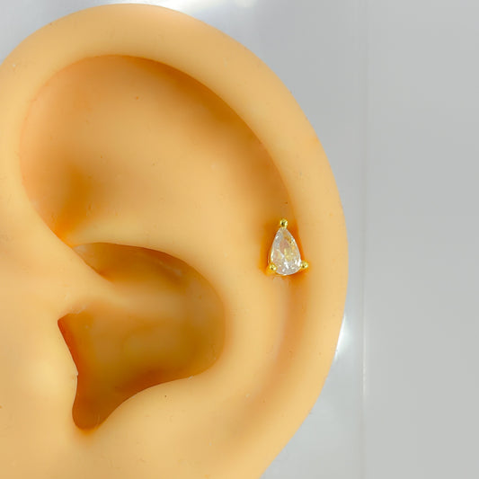 Flat back Helix #227 925 silber vergoldet mini tiny klein  piercing